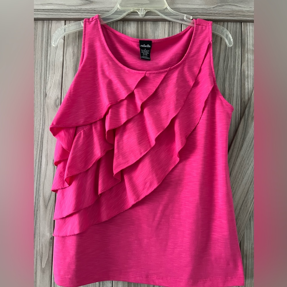 Pink Ruffled Tank Top By RAFAELLA SZ M NWOT